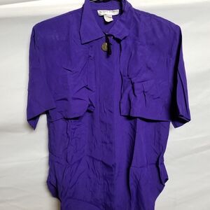 Vibrant Purple Blouse with Decorative Gold Button